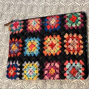 MZ Wallace Black Quilted Bag with Colorful Crochet 🧶 Print